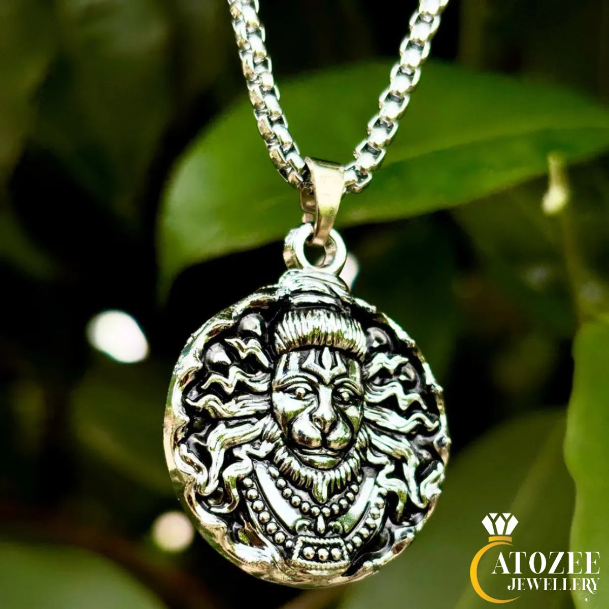 Lord Hanuman 3D Pendant Necklace With Free Cleansing Spray