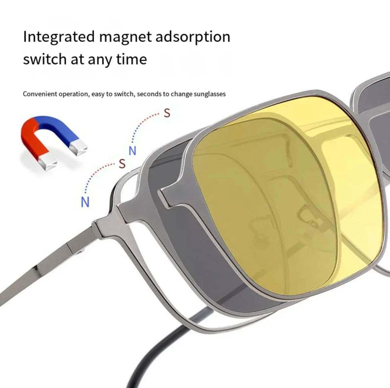 3-in-1 Magnetic Clip-On Sunglasses + Eyeglasses for Men & Women 🕶️✨ (Night Vision Driving, UV Protection)
