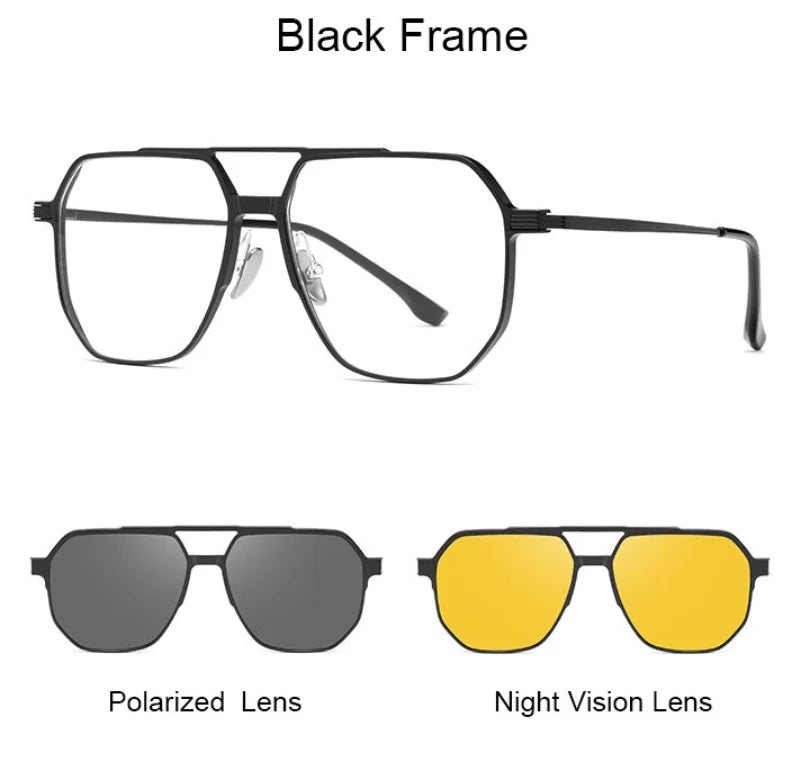 3-in-1 Magnetic Clip-On Sunglasses + Eyeglasses for Men & Women 🕶️✨ (Night Vision Driving, UV Protection)
